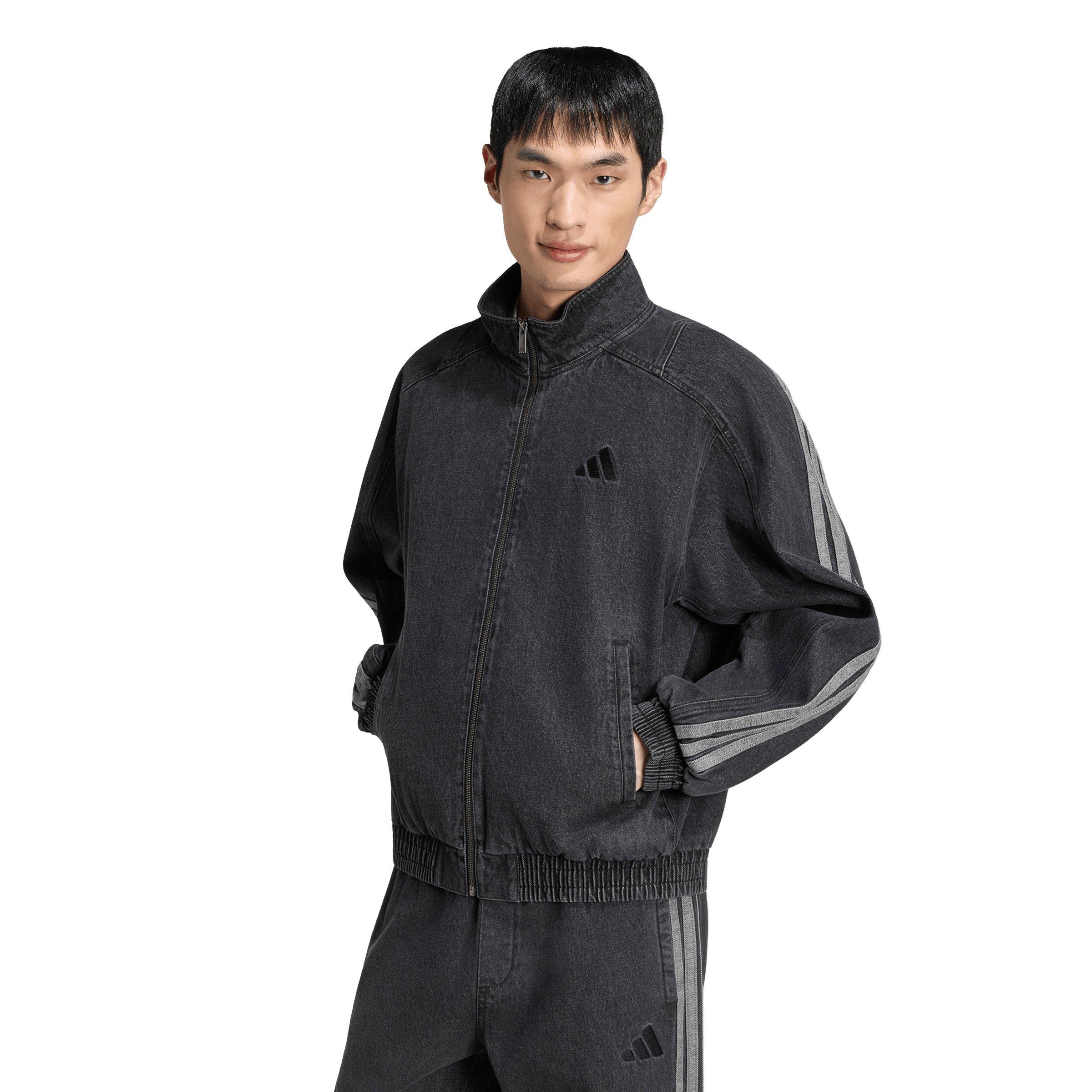 adidas Men's Stadium Loose Fit Dark Denim Track Jacket - Black - BLACK